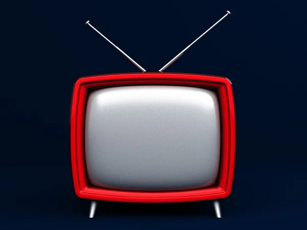3D illustration av gammal stil röd Tv på mörk bakgrund — Stockfoto
