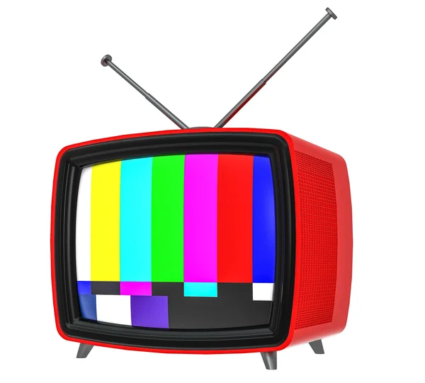 3 d イラストレーションの古いスタイルの白で隔離赤いテレビ — ストック写真
