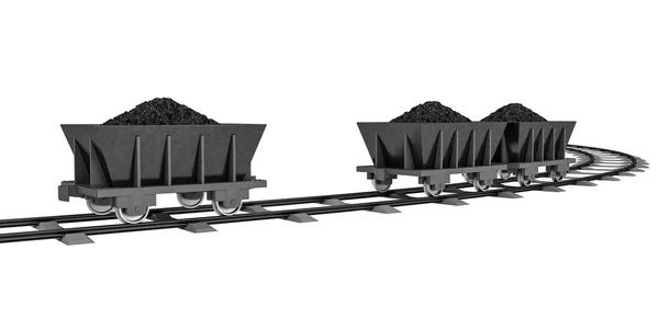 3D obrázek vozíky uhlí - izolované na bílém — Stock fotografie