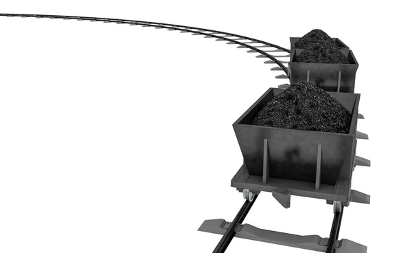 3D Illustration of a Coal trolleys - Isolated on white — Stock Photo, Image