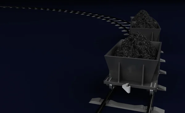 3D Illustration of a Coal trolleys on dark — Stock Photo, Image