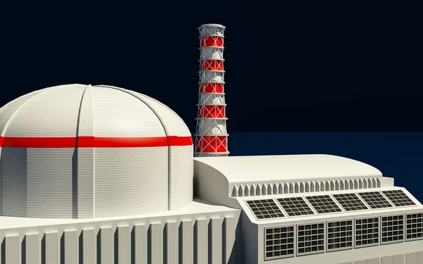 Ilustración 3D de la central nuclear — Foto de Stock