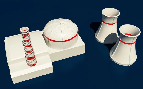 Ilustração 3D da usina nuclear — Fotografia de Stock