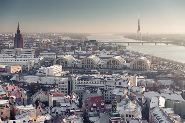 拉脱维亚首都里加从鸟瞰 — 图库照片
