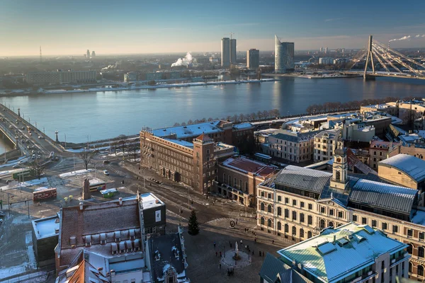 Riga, Letland - 30 December 2015: Birds eye view — Stockfoto