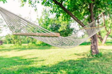 Ağaçların arasında beyaz hamak