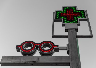 Çapraz yanıp sönen ile eczane işareti