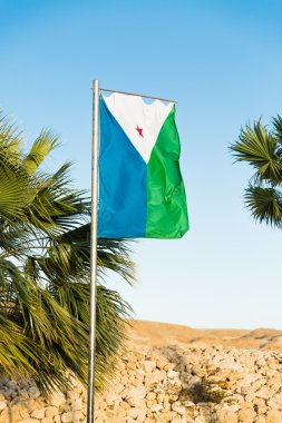 National flag of Djibouti on flagpole clipart