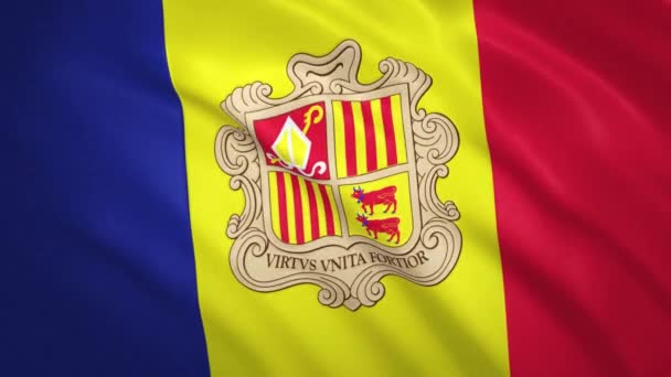 Andorra . Vifta Flagga Video Bakgrund — Stockvideo