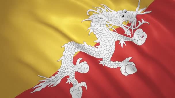Bhutan . Vifta Flagga Video Bakgrund — Stockvideo