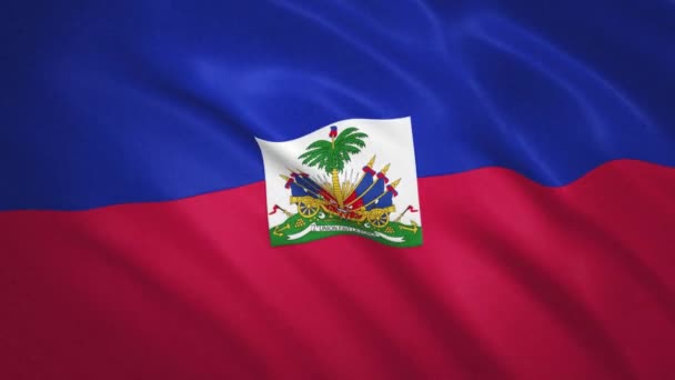 Haiti . Sfondo video della bandiera sventolante — Video Stock