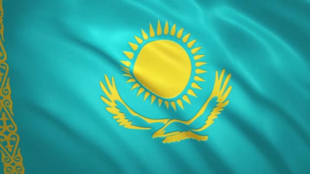 Kazahsztán. Waving zászló videó háttér — Stock videók