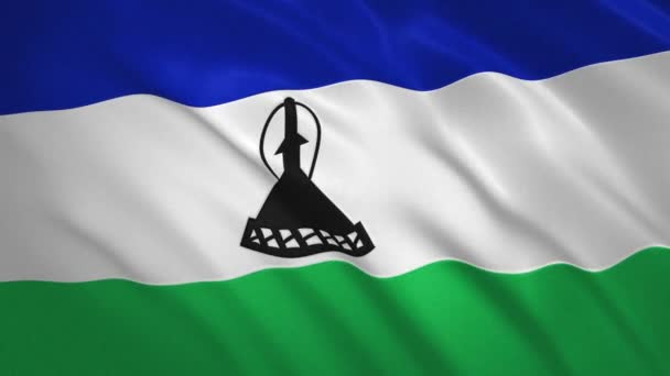 Lesotho . Vifta Flagga Video Bakgrund — Stockvideo