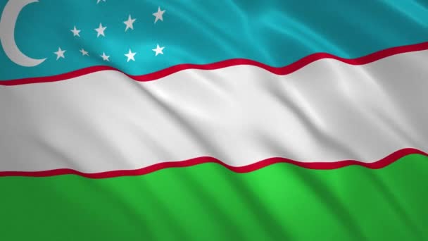 Uzbekistan . Vifta Flagga Video Bakgrund — Stockvideo