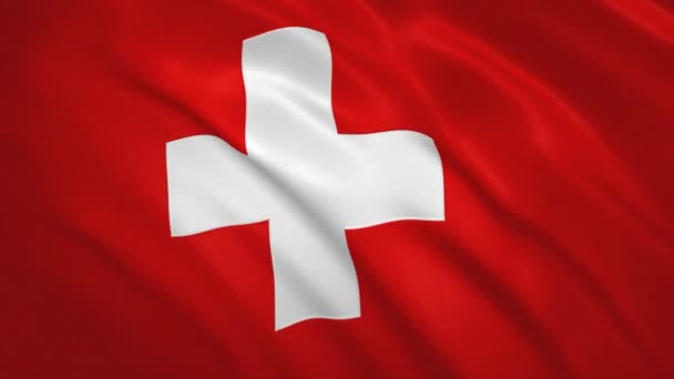 Ελβετία. Κυματιστό φόντο βίντεο σημαίας — Αρχείο Βίντεο