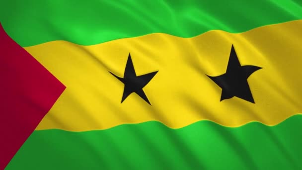 São Tomé och Príncipe. Vifta Flagga Video Bakgrund — Stockvideo