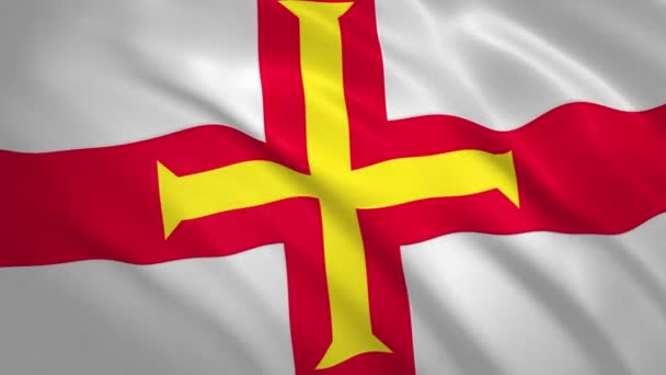 Guernsey Bailiwick - Waving Flag Video Achtergrond — Stockvideo