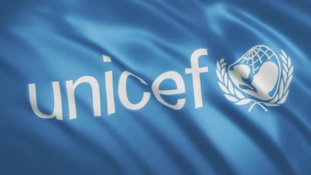 UNICEF - Fahnenschwenken Video-Hintergrund — Stockvideo