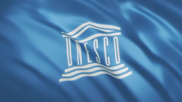 UNESCO - ondeando la bandera de fondo de vídeo — Vídeos de Stock