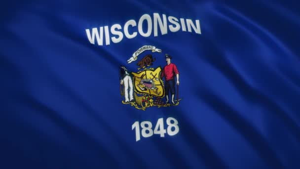 Wisconsin - Viftande flagga video bakgrund — Stockvideo