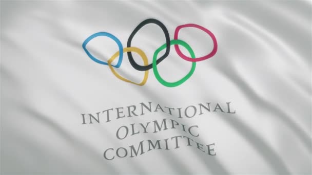 Comitê Olímpico Internacional - Acenando Bandeira Vídeo Fundo — Vídeo de Stock