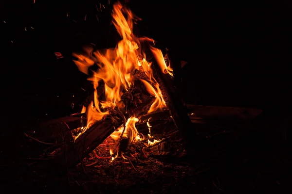 夜间篝火 — 图库照片