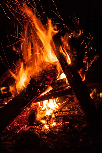 夜间篝火 — 图库照片