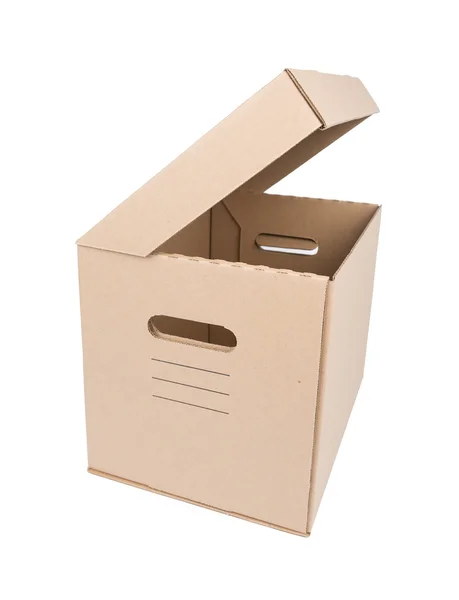 Caja de cartón marrón aislada en blanco — Foto de Stock