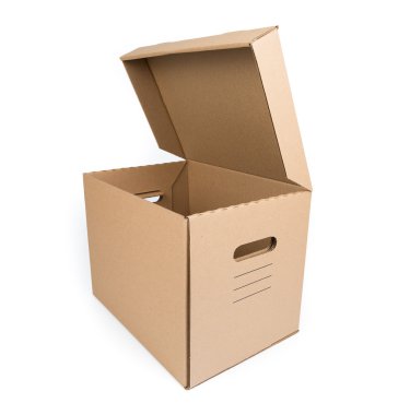 beyaz izole kahverengi karton kutu