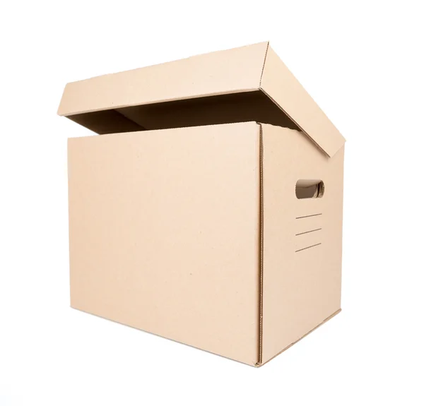 Caja de cartón marrón aislada en blanco — Foto de Stock