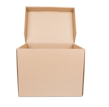 beyaz izole kahverengi karton kutu
