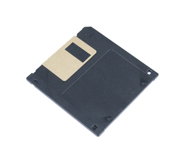 Siyah floppy disk üzerinde beyaz izole — Stok fotoğraf