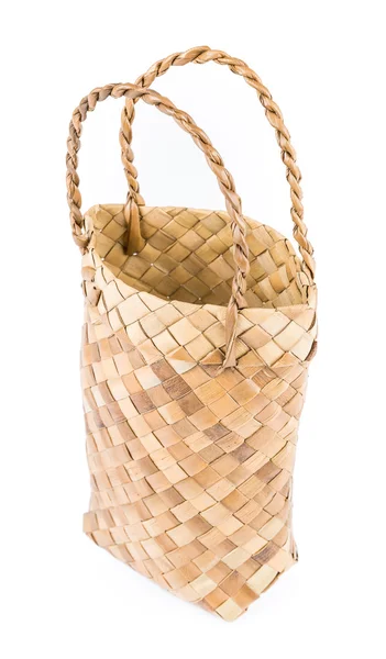 Small Wicker basket Isolate on white — Stock Photo, Image