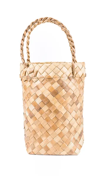 Small Wicker basket Isolate on white — Stock Photo, Image
