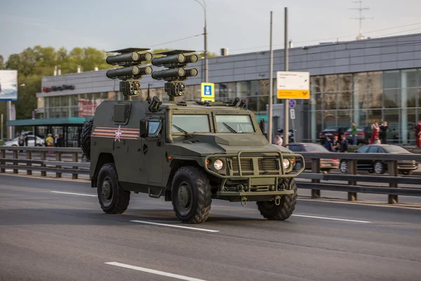 Military transportation after Victory Parade — Stock Photo, Image