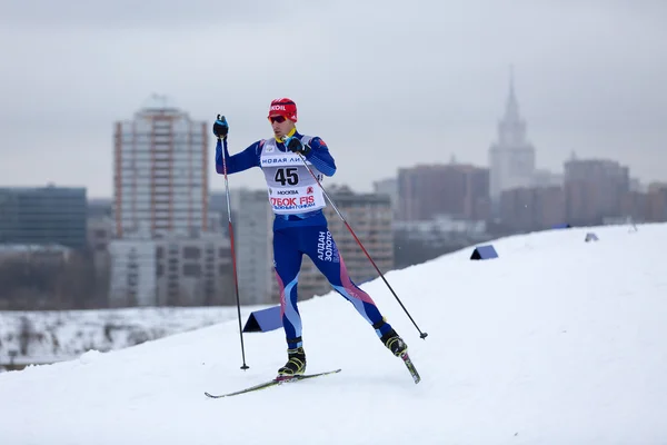 Moscú, RUSIA - 18 de enero de 2015: Participantes de la Copa Continental de Esquí FIS en Poklonnaya Hill —  Fotos de Stock