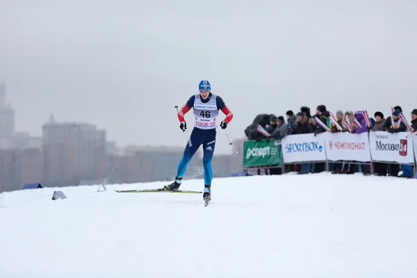 Moscou, RÚSSIA - 18 de janeiro de 2015: Participantes da FIS Continental Ski Cup — Fotografia de Stock