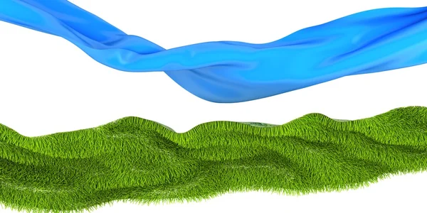 Color Cut Fabric and Grass Ribbons Waving — Stock Photo, Image