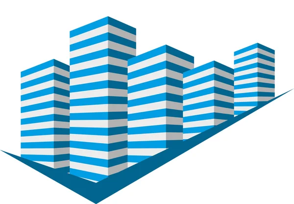 Modrá značka s mrakodrapy — Stockový vektor