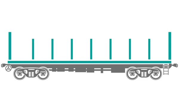 Plataforma abierta Ferrocarril vagón de carga - Vector — Vector de stock