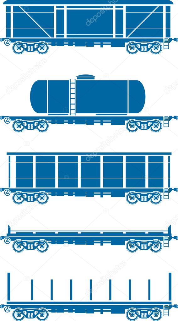 Set of Railway freight cars - Vector illustration