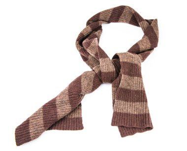 İzole kahverengi örgü atkı