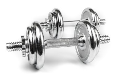 Çelik Dumbbells izole beyaz