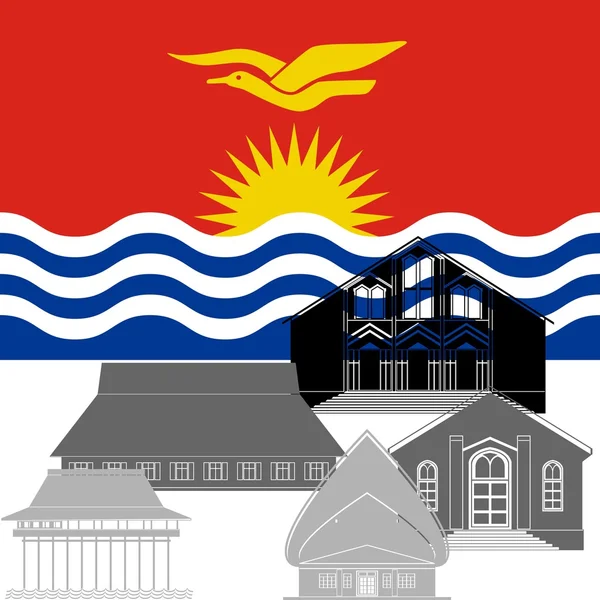 キリバスと建築の観光スポットの国旗 — ストックベクタ