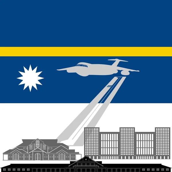 Bandeira nacional de Nauru e atrações arquitetônicas — Vetor de Stock