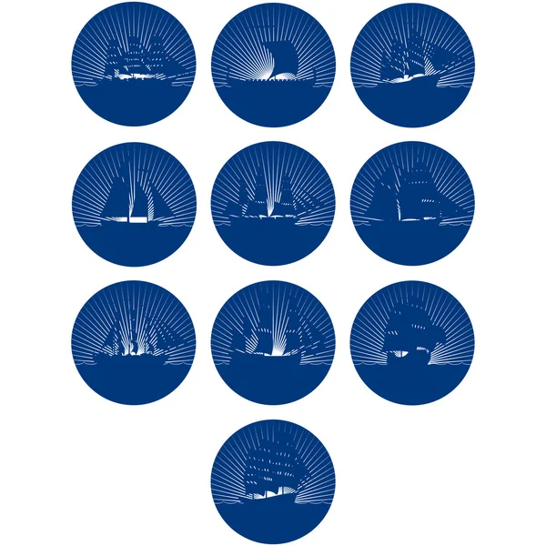 Badges with sailing ships — Stock Vector