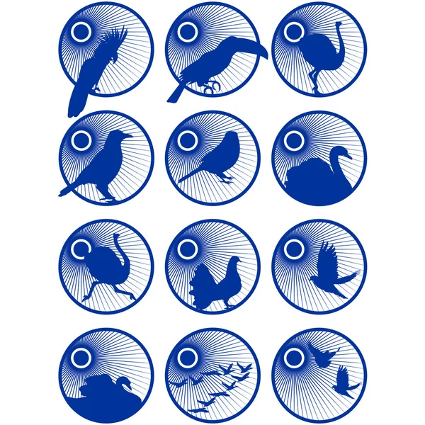 Icons with birds-1 — Stock Vector