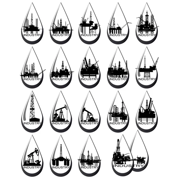 Les icônes de l'industrie pétrolière — Image vectorielle