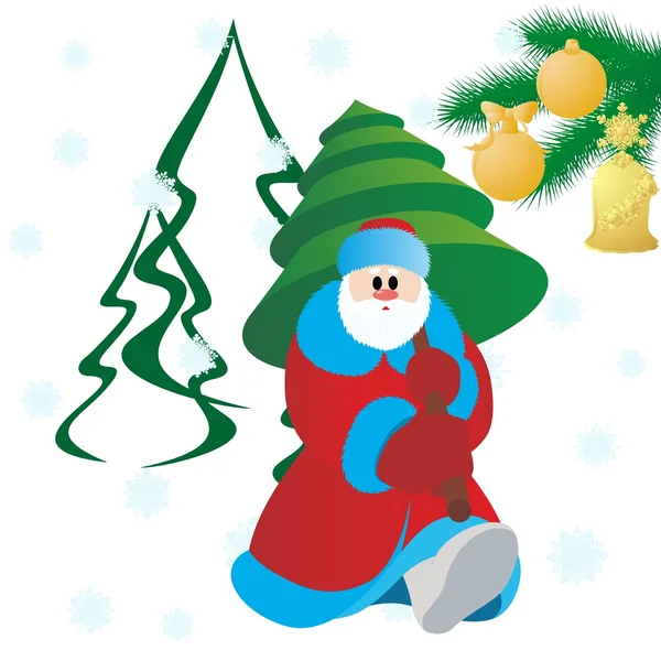 Kerstman met kerstboom — Stockvector