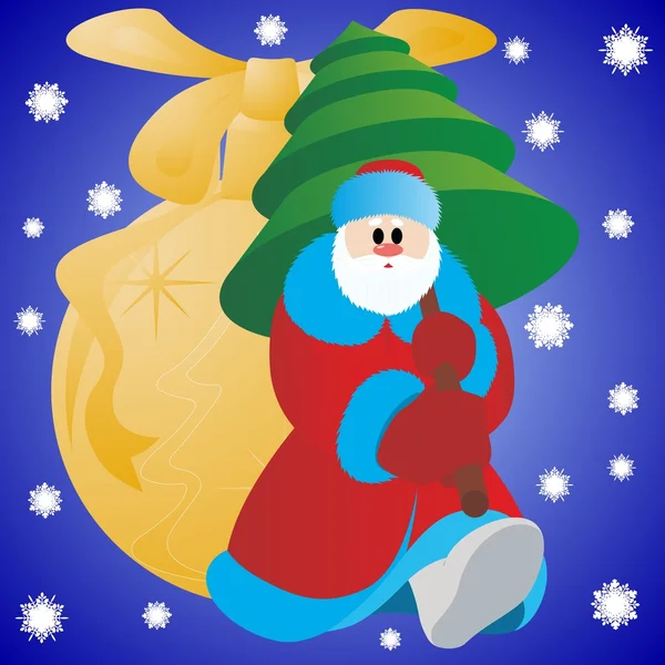 Noel ağacıyla Noel Baba — Stok Vektör